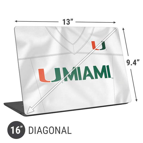 University of Miami White Jersey Universal Laptop 16in (13 x 9.4in) Skin